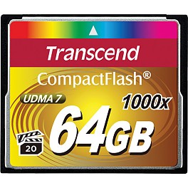 Transcend 64GB CF Ultimate 1000x Compact Flash Memory Card UDMA 7. Model TS64GCF1000