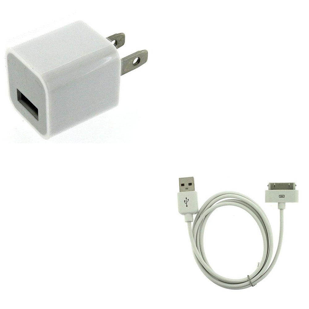 USB USA AC Power Adapter Wall Charger Plug + SYNC Cable iPod iPhone 3GS 4 4S