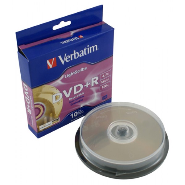 DVD+R VIRGEN VERBATIM 4.7GB LIGHT SCRIBE CON 10 PIEZAS