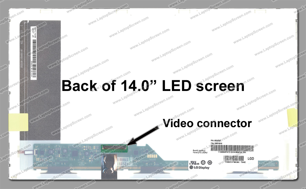 14.0-inch WideScreen (12"x7.4") WXGA (1366x768) HD Glossy LED BT140GW01 V.4