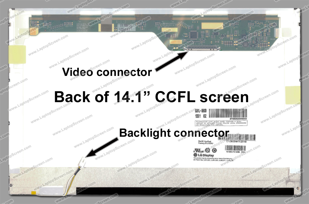14.1-inch WideScreen (12"x7.4")  WXGA (1280x800) Glossy CCFL 1-Bulb LTN141AT03-1