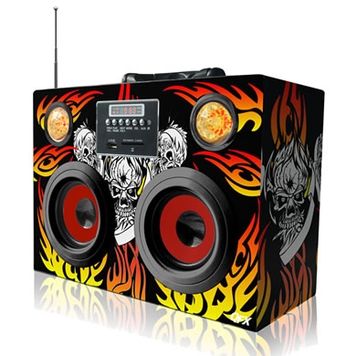 BOCINA BOOM BOX C/RADIO ROCKER FLAME 