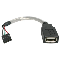 StarTech USBMBADAPT 6in USB 2.0 Cable - USB A Female to USB Motherboard 4 Pin Header F/F