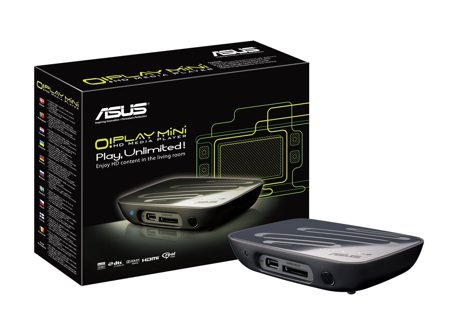 ASUS O!Play MINI - Compact full HD, 7.1 Channel audio multi-format living room entertOPLAY_MINI/1A/NTSC/AS HDMI Interface