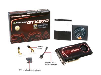 EVGA SuperClocked 012-P3-1572-AR GeForce GTX 570 (Fermi) 1280MB 320-bit GDDR5 PCI Express 2.0 x16 HDCP Ready SLI Support Video Card