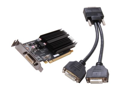 XFX TSK MULTIPLi X64 2-Monitor TK-DM59-NCD4 Radeon HD 6450 1GB 64-bit DDR3 PCI Express 2.1 x16 HDCP Ready Low Profile Ready Video Card
