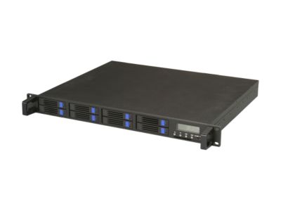 SANS DIGITAL AccuRAID AR108I 0, 1, 0+1, 3, 5, 6, 10, 30, 50, 60, JBOD Dual Gigabit Ethernet (Up to 190MB/s) 1U 8 Bay 2.5 SATA to iSCSI 2x GbE RAID 60 Rackmount (Black)