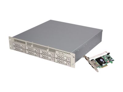 CineRAID EditPRO CR-R08X Supports RAID 0,1,1E,3,5,6,10 and JBOD 8 3.5" Drive Bays 2 x MiniSAS (SFF-8088) Host Connections to RAID Controller 8-Bay 2U Rackmount Chassis with PCIe 6G Card
