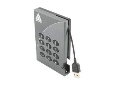 APRICORN Aegis Padlock 500GB USB 2.0 Secure 256-bit AES Hardware Encrypted Portable Hard Drive A25-PL256-500