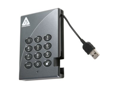 APRICORN Aegis Padlock 500GB USB 2.0 Secure 128-bit AES Hardware Encrypted Portable Hard Drive A25-PL128-500