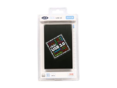 LaCie Rikiki 500GB USB 3.0 Black Portable External Hard Drive 301949