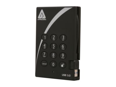 APRICORN Aegis Padlock 500GB USB 3.0 Black External Hard Drive with 256-bit AES Encryption A25-3PL256-500