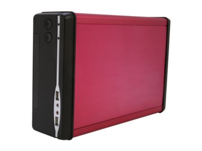 Athena Power CA-ITX608PK35P Black/Pink 1.4mm Aluminum Metal, ABS Plastic (front & rear panel) Desktop Slim ITX Chassis 350W - OEM