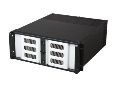 iStarUSA D406SE-SL-75P1-NPC Black Aluminum / Steel 4U Rackmount Low dB Silent Server Chassis with 750W Power and Fan Silencer 6 External 5.25" Drive Bays