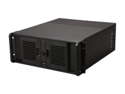 iStarUSA D407P-4DE1BK Black Front Bezel Aluminum / Steel 4U Rackmount Compact Stylish Server Case 3 External 5.25" Drive Bays