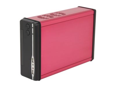 Athena Power CA-ITX608PK22P Black/Pink 1.4mm Aluminum Metal, ABS Plastic (front & rear panel) Desktop Slim ITX Chassis 220W - OEM