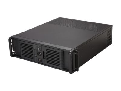 iStarUSA D-300-PFS-75P1 Black 1.2mm SECC Zinc-Coated Steel 3U Rackmount Compact Stylish Server Case 750W 2 External 5.25" Drive Bays - OEM