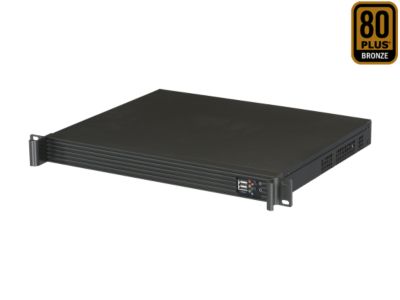 Athena Power RM-1U1004M40 Black 1.2mm Steel 1U Rackmount Server Case 400W 80PLUS Bronze Certified - OEM