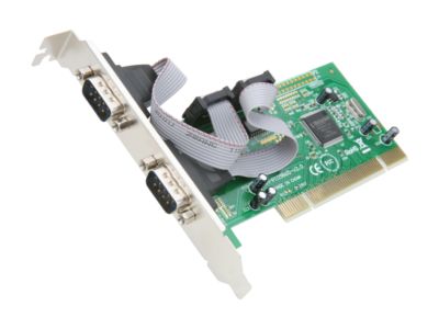 SYBA 2 DB-9 Serial (RS-232, COM) Ports PCI Controller Card, Netmos 9865 Chipset Model SY-PCI15004