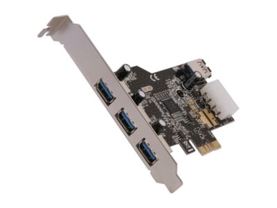 Koutech 4-Port SuperSpeed USB 3.0 PCI Express (x1) (3x Ext + 1x Int) with 4-pin Molex PoModel IO-PEU434