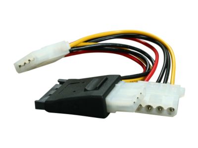 BYTECC SATA-3LP4 SATA Power Input 15pin to MOLEX 4pin Power Adapter Cable