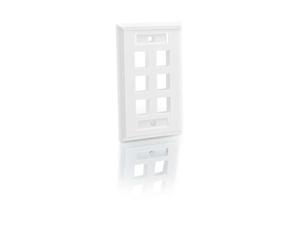 Cables To Go 03414 6-Port Single Gang Multimedia Keystone Wall Plate - White