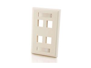 Cables To Go 03413 4-Port Single Gang Multimedia Keystone Wall Plate - White