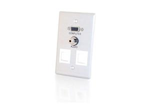 Cables To Go 40544 Single Gang HD15/3.5mm/(2) Keystone Wall Plate - Brushed Aluminum