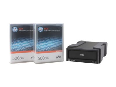 HP StorageWorks Q2042AA Black 1TB External USB 2.0 Interface RDX RDX500 Docking Station with 2 Cartridge Bundle