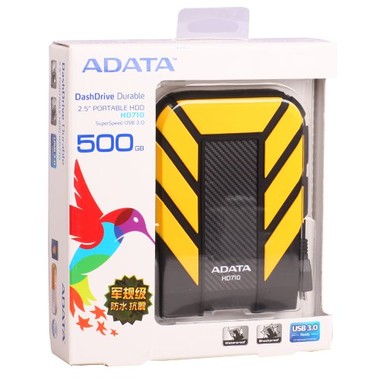 ADATA DashDrive Durable Series HD710 500GB USB 3.0 Yellow Water & Shock Proof Portable Hard Drive AHD710-500GU3-CYL