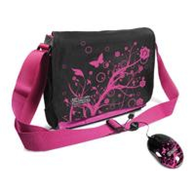 KlipX Kit Netbook Carrying Case Mouse Hipster USB Pink