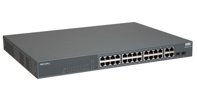 SMC SMC6128PL2US- 24-port 10/100 Managed Switch with PoE/ IP Clustering/ 4 Gigabit ports