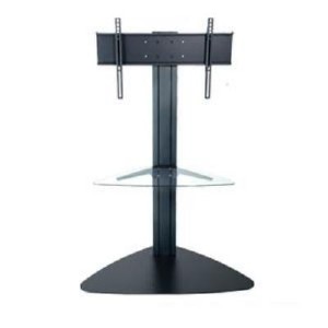 Flat Panel TV Floor Stand with 1 Clear Glass Shelf - Black