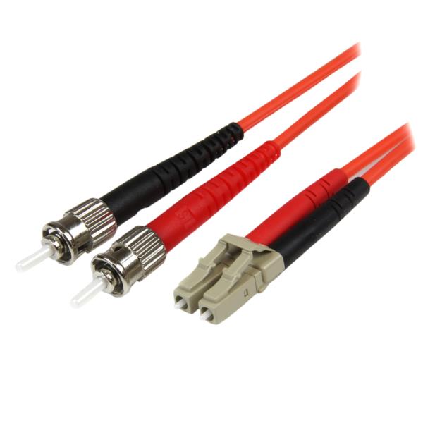 Cable Adaptador de Red de 2m Multimodo Dúplex Fibra Óptica LC-ST 50/125 - Patch Duplex