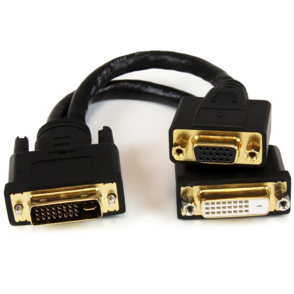 Cable Divisor de 20cm DVI-I Macho a DVI-D y VGA Hembra - Splitter para Terminales Wyse