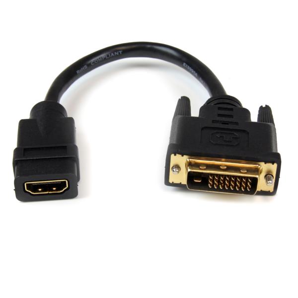 Adaptador de 20cm HDMI® a DVI - DVI-D Macho - HDMI Hembra - Cable Convertidor Video
