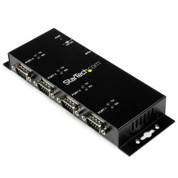 Hub Concentrador Adaptador USB a Serial RS232 DB9 4 Puertos ? Riel DIN Industrial Montaje en Pared