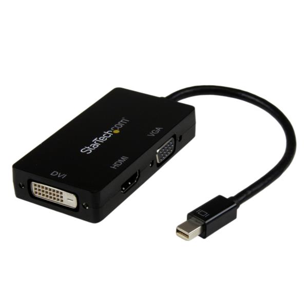 Adaptador Mini DisplayPort a VGA DVI o HDMI - Convertidor A/V 3 en 1 para viajes - 1080p - 1920x1200