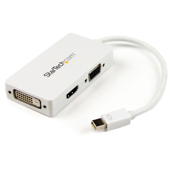 Adaptador Mini DisplayPort a VGA DVI o HDMI - Convertidor A/V 3 en 1 para viajes - 1080p - 1920x1200 - Blanco