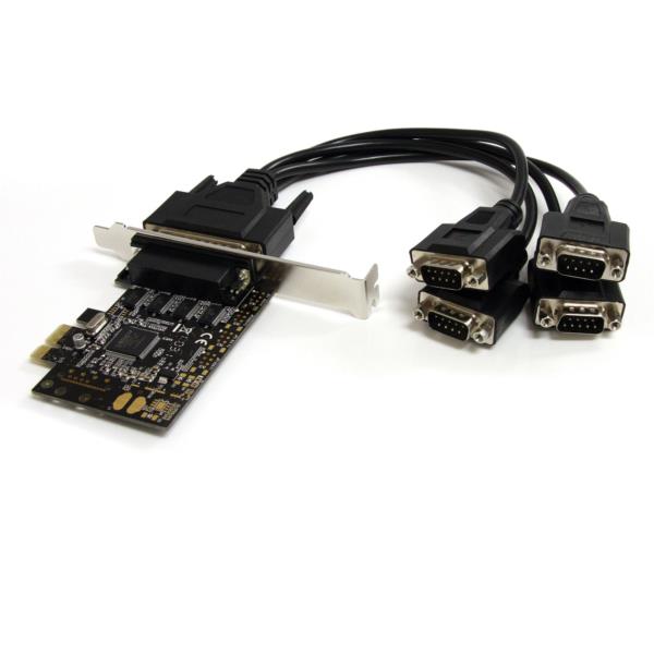 Tarjeta Adaptadora PCI Express PCIe de 4 Puertos Serial con Cable Multiconector RS232 Serie