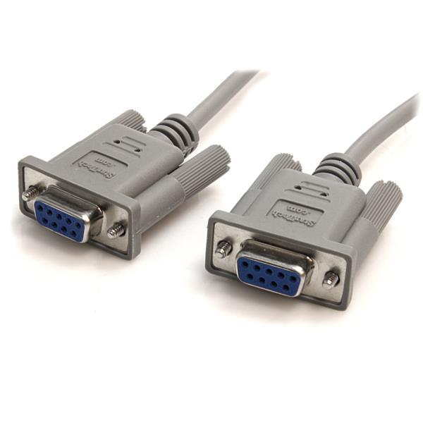 Cable de Módem Nulo de Serie Cruzado 3m Null RS232 Serial - 2x Hembra DB9 - Gris