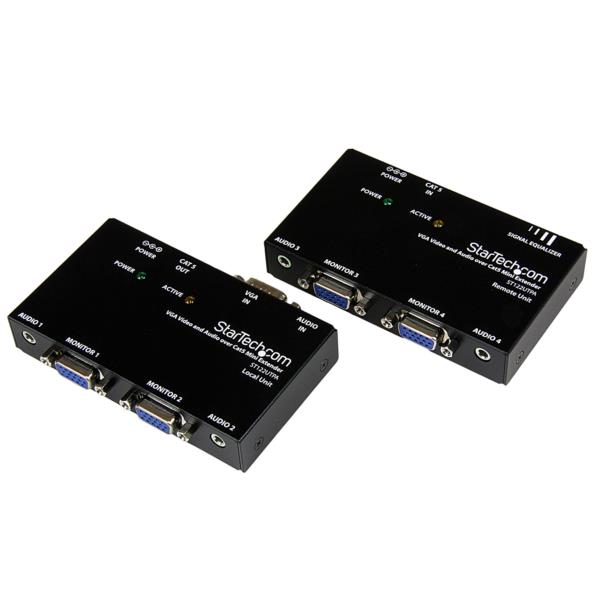 Extensor de Video VGA y Audio por Cable Cat5 UTP Ethernet - 4 Puertos HD15