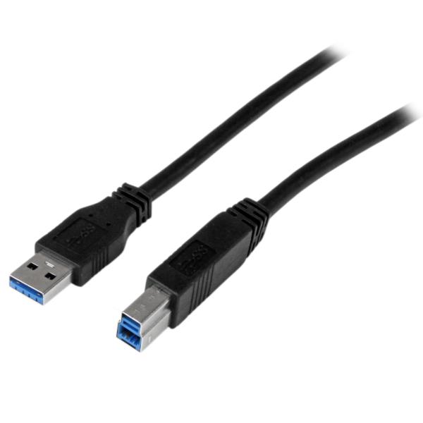 Cable Certificado 2m USB 3.0 Super Speed USB B Macho a USB A Macho Adaptador para Impresora - Negro