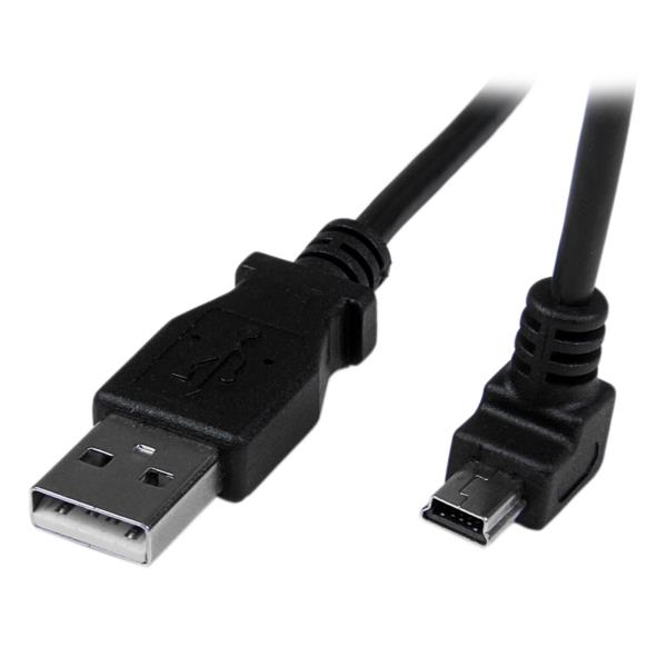Cable Adaptador 2m USB A Macho a Mini USB B Macho Acodado en Ángulo hacia Abajo