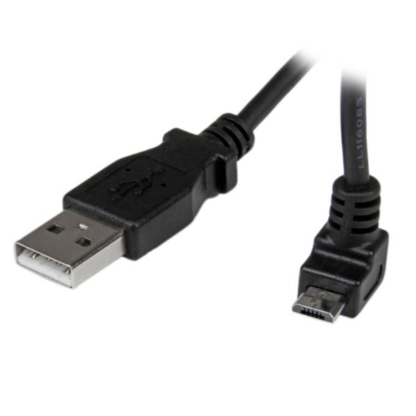 Cable Adaptador 1m USB A Macho a Micro USB B Macho Acodado en Ángulo hacia Arriba para Teléfono Móvil
