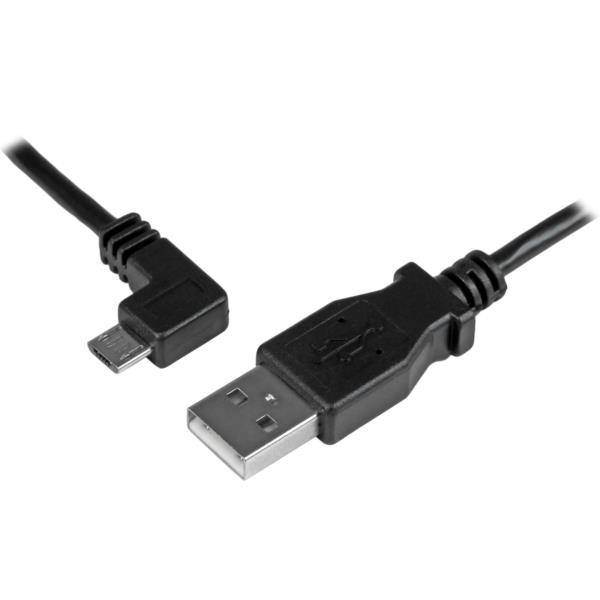 Cable de 2m Micro USB con conector acodado a la izquierda - Cable de Carga y Sincronización