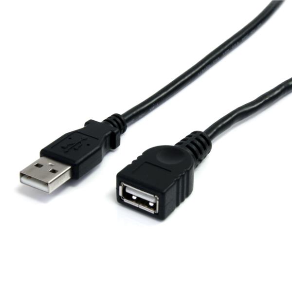 Cable de 3m de Extensión USB 2.0 - Macho a Hembra USB A - Extensor - Negro