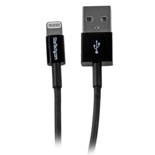 Cable de 1m USB a Conector Apple® Lightning Delgado de 8 Pines para iPod Pad iPhone - Negro