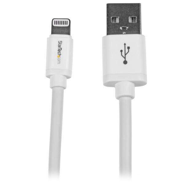 Cable de 2m Lightning de 8 Pin a USB A 2.0 para Apple® iPod iPhone 5 iPad - Blanco
