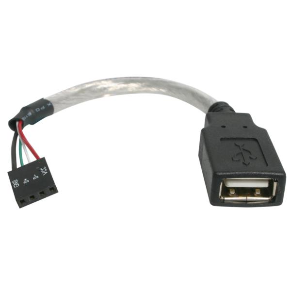 Cable de 15cm Adaptador Extensor USB 2.0 a  IDC 4 pines - Conector a Placa Madre - Hembra a Hembra